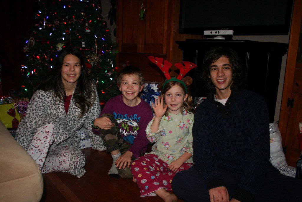 Nicolle and Gabriel making wonderful Christmas memories with Zachary and Beth-Rose.