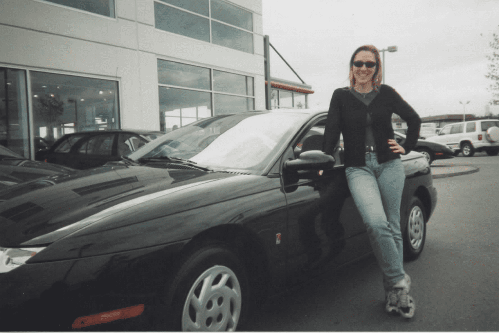 how to break in a new car-Heather picking up her new Saturn