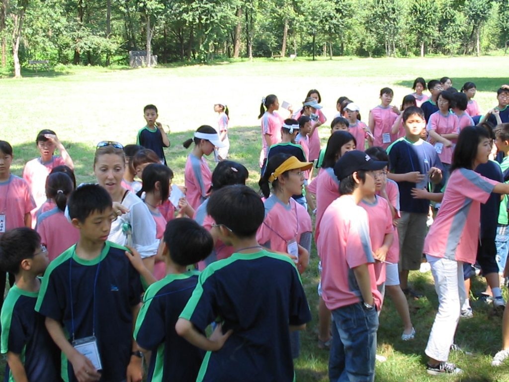 Heather with her students in Korea