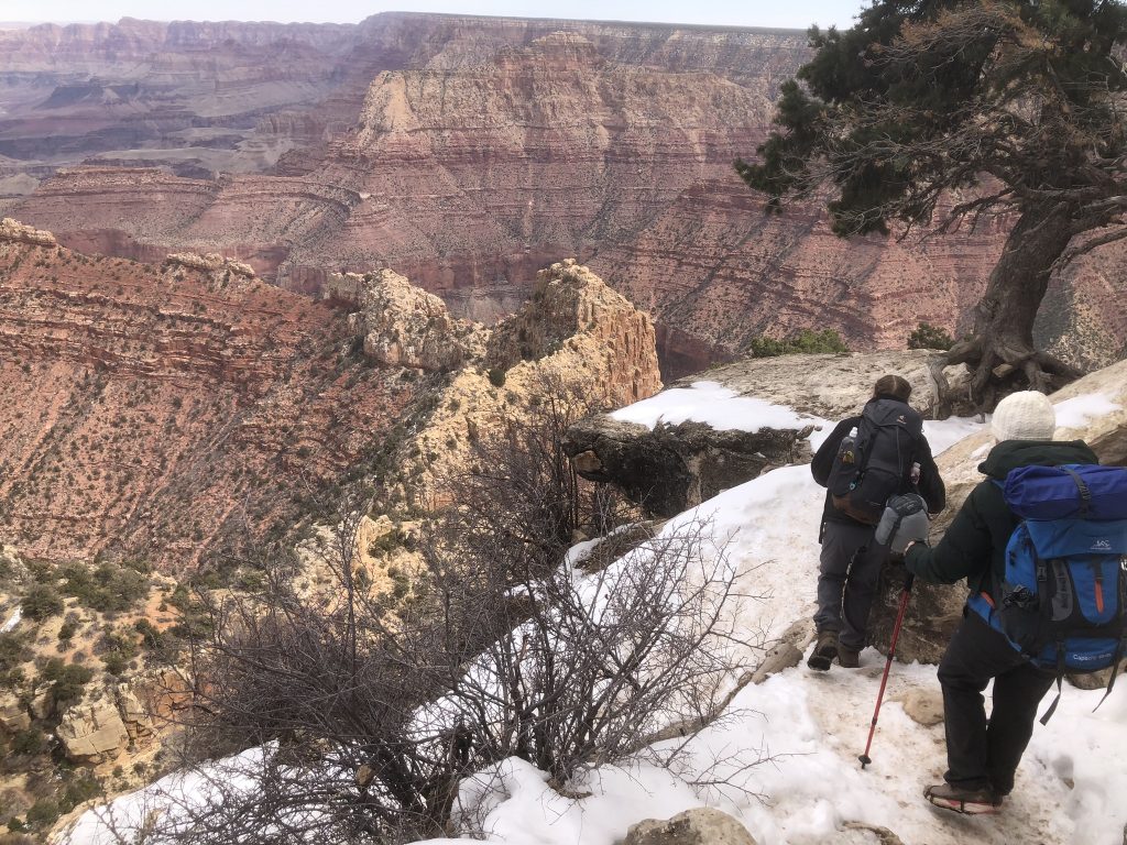 Ice covered Grandview Trail, approaching a switchback-hike to the bottom-Frazzledad