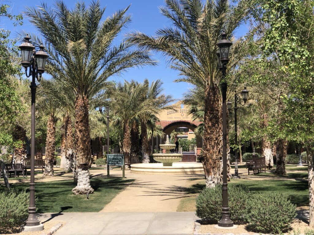 Palm trees and pathways in Furnace Creek, Death Valley-Death Valley Road Trip