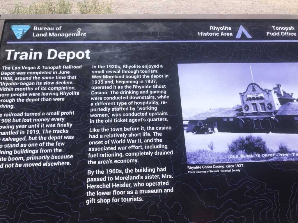 Train depot interpretive sign, Rhyolite Nevada-Death Valley road trip